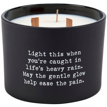 Ease The Pain Poetry Candle - Soy Wax, Glass, Wood