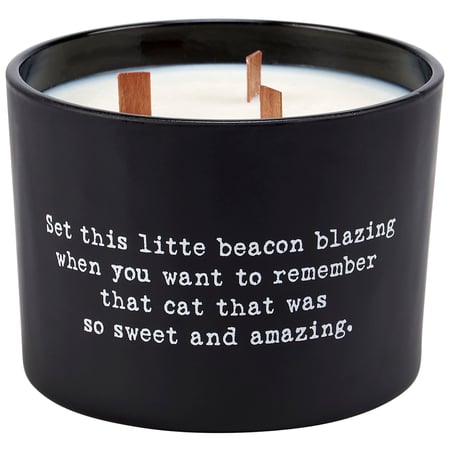 Sweet Cat Poetry Candle - Soy Wax, Glass, Wood