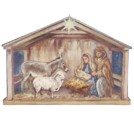 Christmas Nativity Rug - Polyester, PVC skid-resistant backing