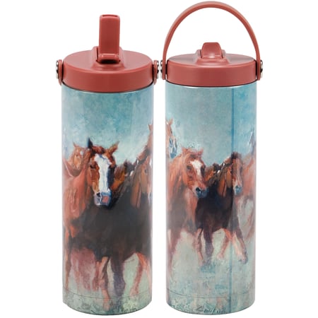 Running Horses Sport Bottle - Stainless Steel, Plastic