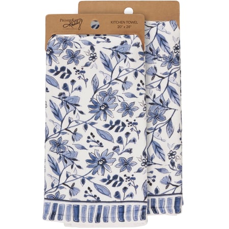 Blue Florals Kitchen Towel - Cotton, Terrycloth