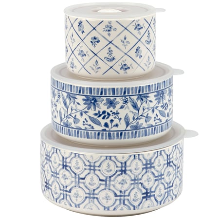 Blue Florals Server Set - Stoneware, Plastic
