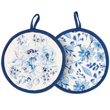 Blue Florals Hot Pad Set - Cotton