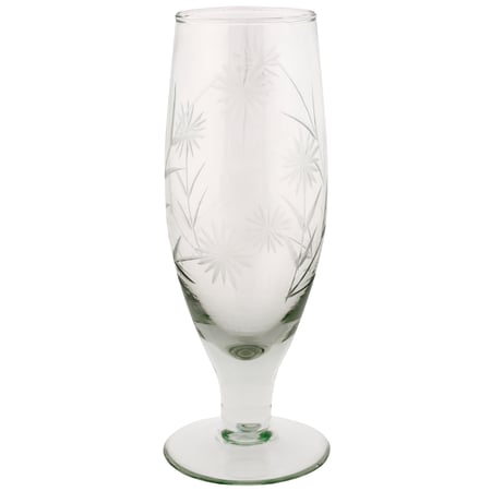 Etched Floral Wine Glass - Glass