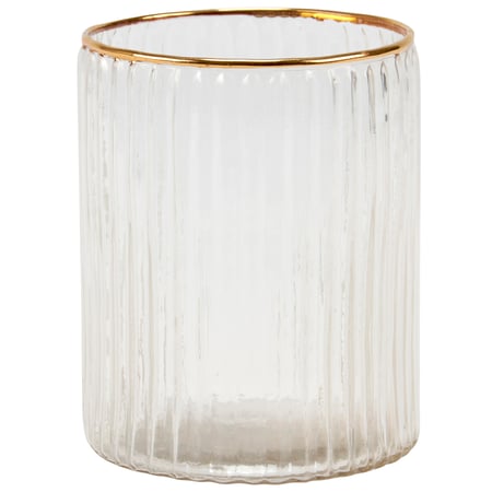 Small Gold Ribbed Drinking Glass - Glass