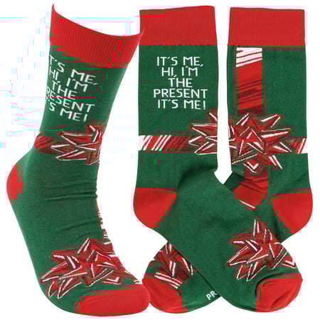 I'm The Present Socks - Cotton, Nylon, Spandex