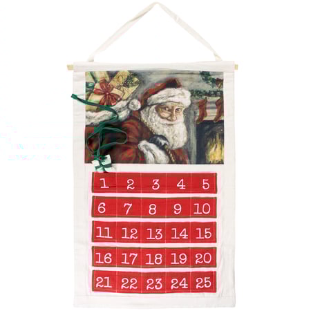 Christmas Eve Santa Wall Countdown - Canvas, Cotton, Wood