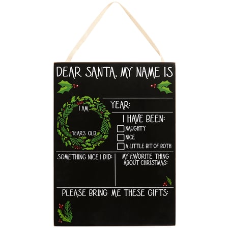 Dear Santa Milestone Board - Wood, Cotton