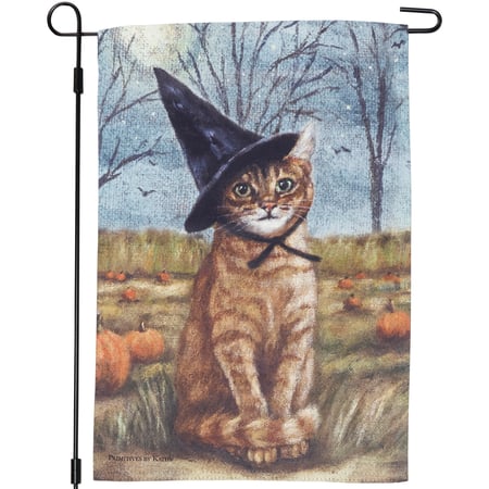 Witch Cat Garden Flag - Polyester