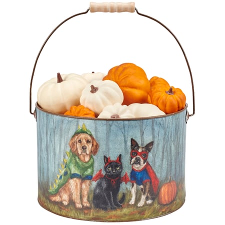 Halloween Family Bucket - Metal, Paper, Wood
