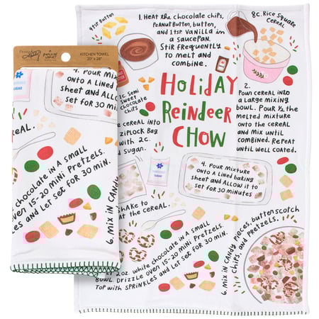 Holiday Reindeer Chow Kitchen Towel - Cotton, Terrycloth
