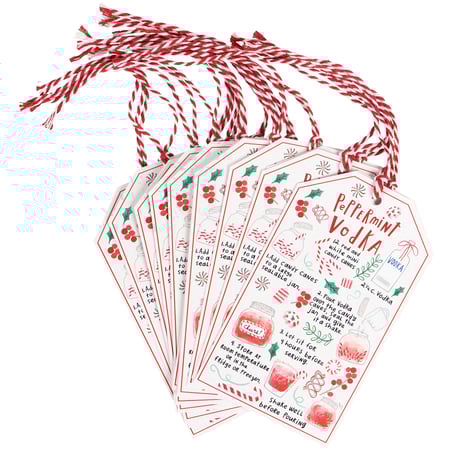 Peppermint Vodka Gift Tag Set - Paper, Twine