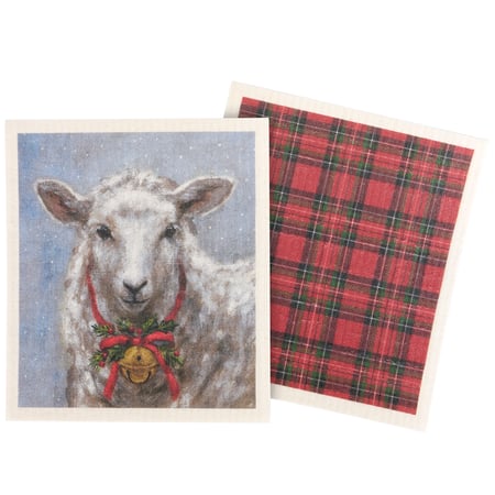 Festive Sheep Swedish Cloth Set - Cellulose, Cotton