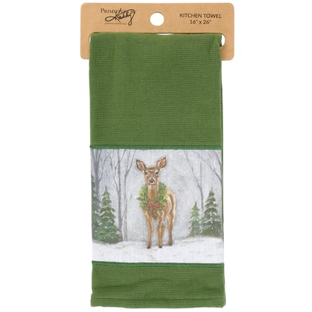 Snowy Deer Kitchen Towel - Cotton, Terrycloth