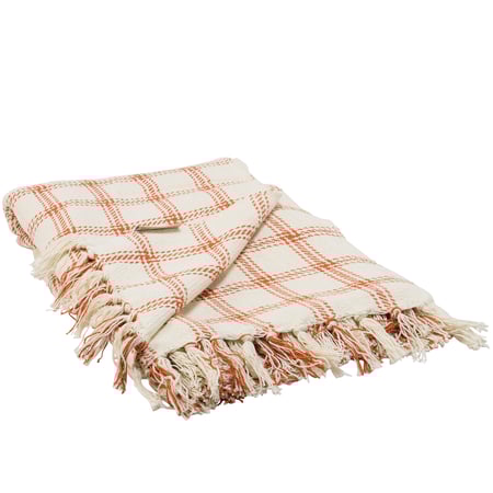 Burnt Orange Plaid Throw - Cotton