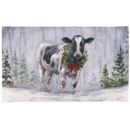 Snowy Cow Rug - Polyester, PVC skid-resistant backing