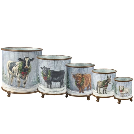 Snowy Animals Planter Set - Metal, Paper