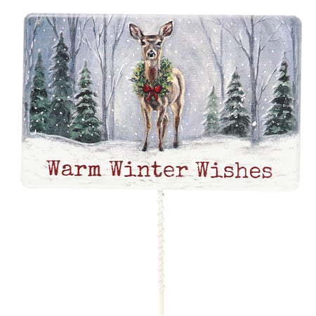 Warm Winter Wishes Garden Pick - Metal