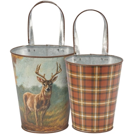 Forest Deer Wall Bucket Set - Metal, Paper