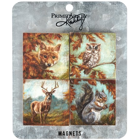 Fall Animals Magnet Set - Wood, Metal, Magnet