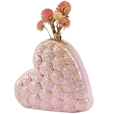 Pink Heart Roses Vase - Dolomite