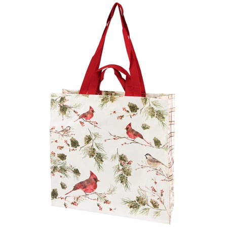 Winter Birds Market Tote - Post-Consumer Material, Nylon