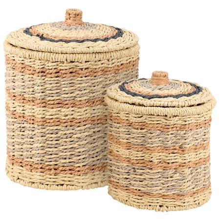 Paper Rope Storage Basket Set - Paper, Metal