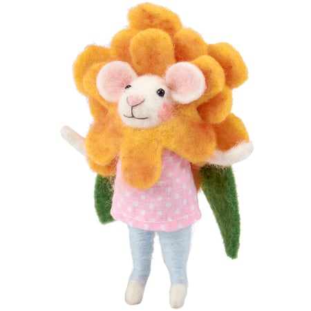 Yellow Flower Mouse Critter - Felt, Fabric, Plastic
