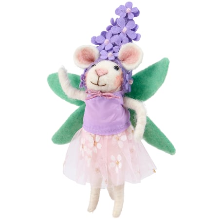 Purple Flower Mouse Critter - Felt, Fabric, Plastic