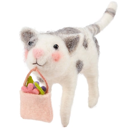 Flower Bag Cat Critter - Felt, Plastic