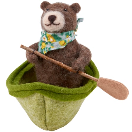 Rowboat Bear Critter - Felt, Fabric, Wood, Plastic