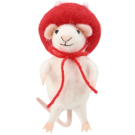Mushroom Hat Mouse Critter - Felt, Yarn, Plastic