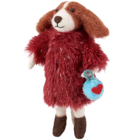 Fur Coat Dog Critter - Felt, Fabric, Plastic