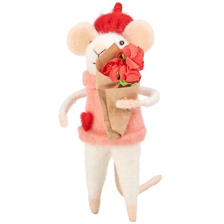 Red Roses Mouse Critter - Felt, Polyester, Fabric