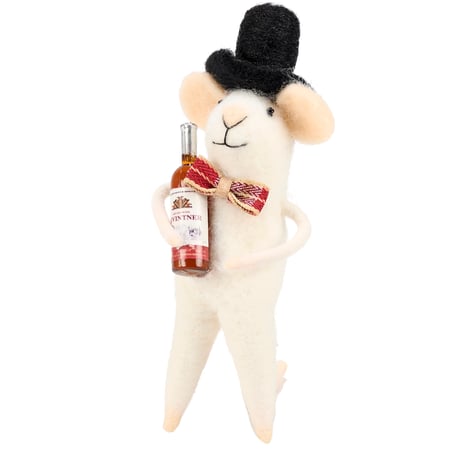 Wine Bottle Mouse Critter - Felt, Polyester, Fabric, Plastic