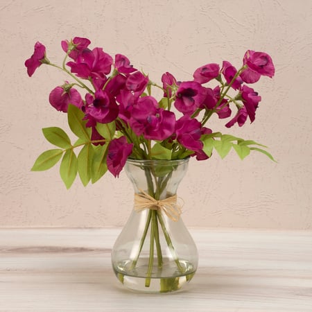Sweet Pea Vase - Glass, Plastic, Fabric, Wire