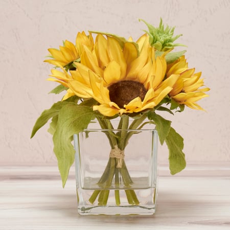 Sunflowers Vase - Glass, Plastic, Fabric, Wire
