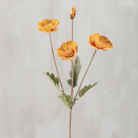 Yellow Poppy Floral Pick - Plastic, Fabric, Wire