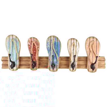 Flip Flops Hook Board - Wood, Metal, Jute
