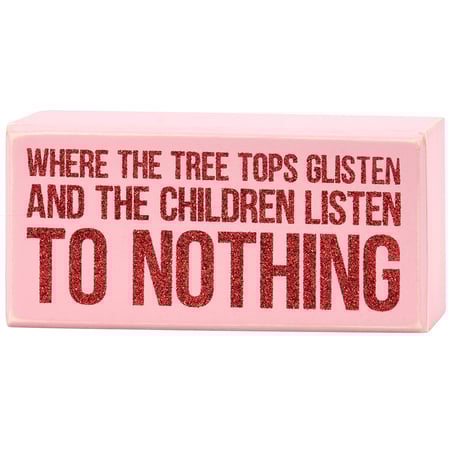 Tree Tops Glisten Box Sign - Wood, Glitter