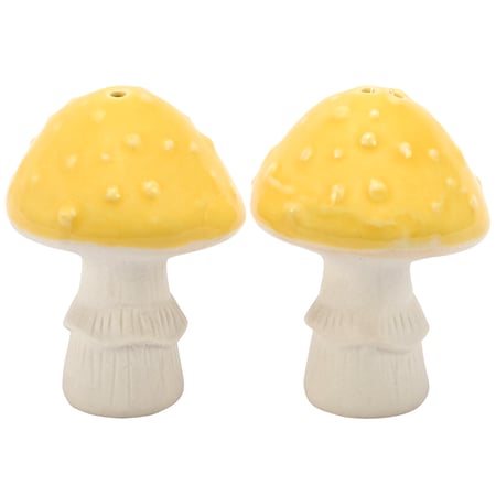 Shroom Salt And Pepper Shakers - Ceramic, Plastic