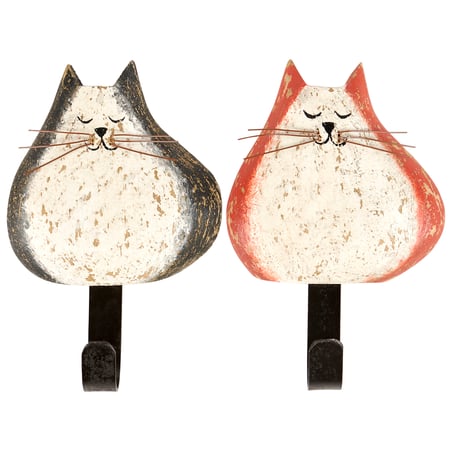 Tabby Cat Hook Set - Wood, Metal
