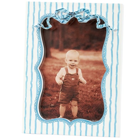 Blue Stripe Photo Frame - Wood, Glass