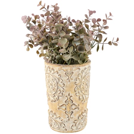 Small Nouveau Floral Planter - Cement