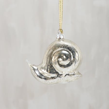 Glass Snail Ornament - Glass, Metal, Ribbon