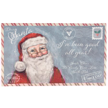 Dear Santa Postcard Rug - Polyester, PVC skid-resistant backing