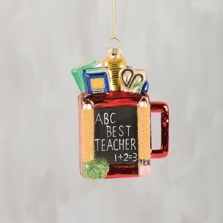 Glass Best Teacher Ornament - Glass, Metal, Glitter