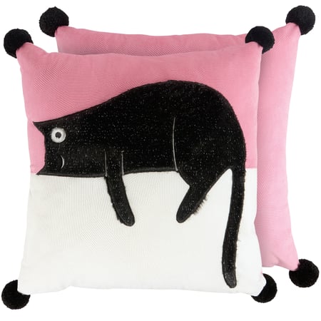 One Eye Open Cat Pillow - Polyester, Zipper