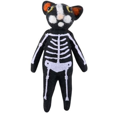 Skeleton Cat Critter - Felt, Polyester, Foam, Plastic