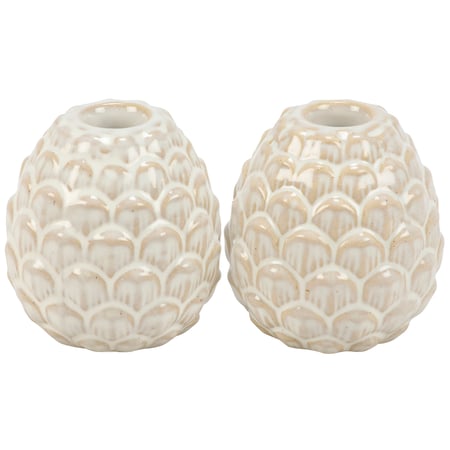 Pinecones Candle Holder Set - Stoneware